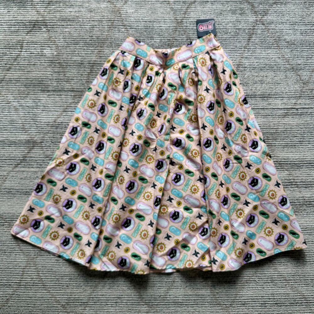 Retrolicious Halloween Spooky Witchy Pastel Circle Midi Skirt USA Made NWT Retro